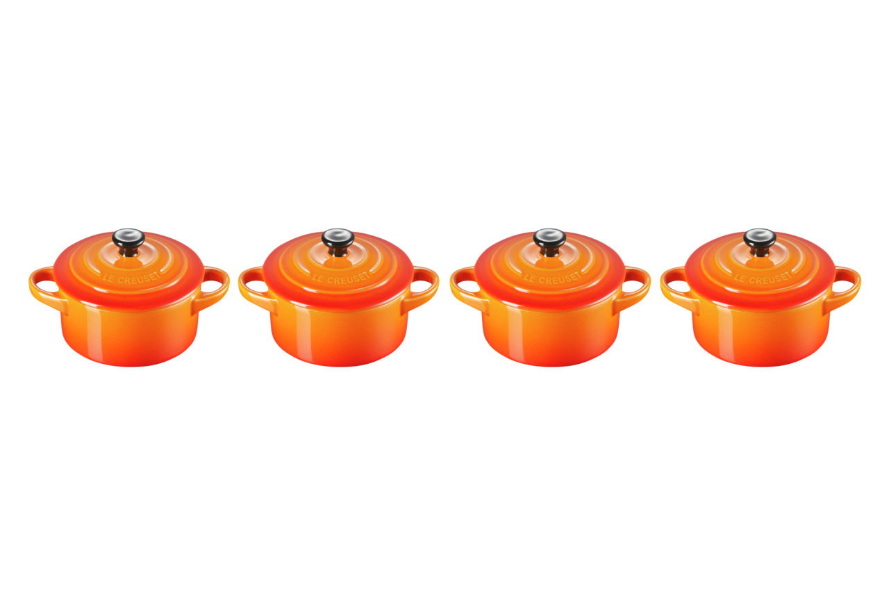 LE CREUSET Mini-Cocotte 4er-Set 10cm Ofenrot