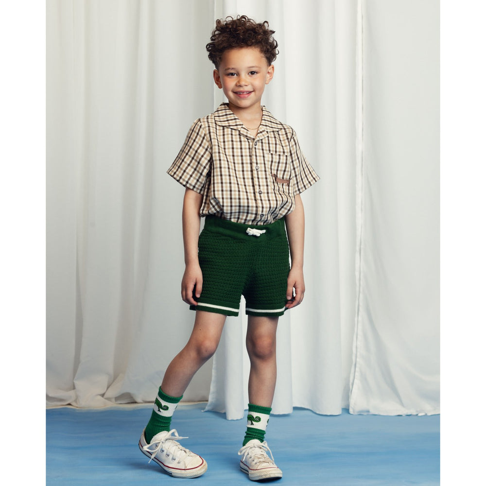 Køb Mini Rodini Beige Gingham Woven Skjorte