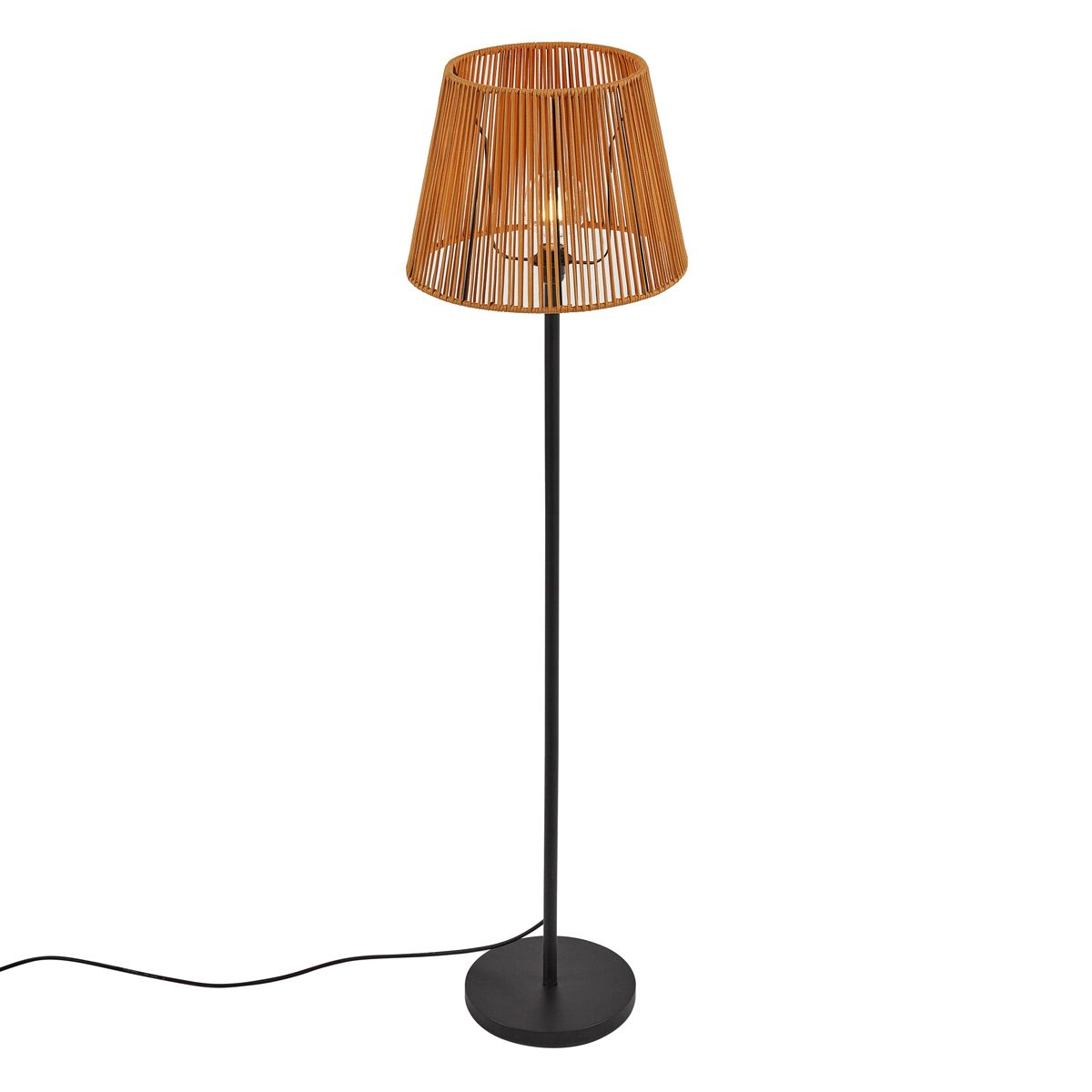 Buiten vloerlamp zwart met kap oranje touw IP44 - Virginia Jayla