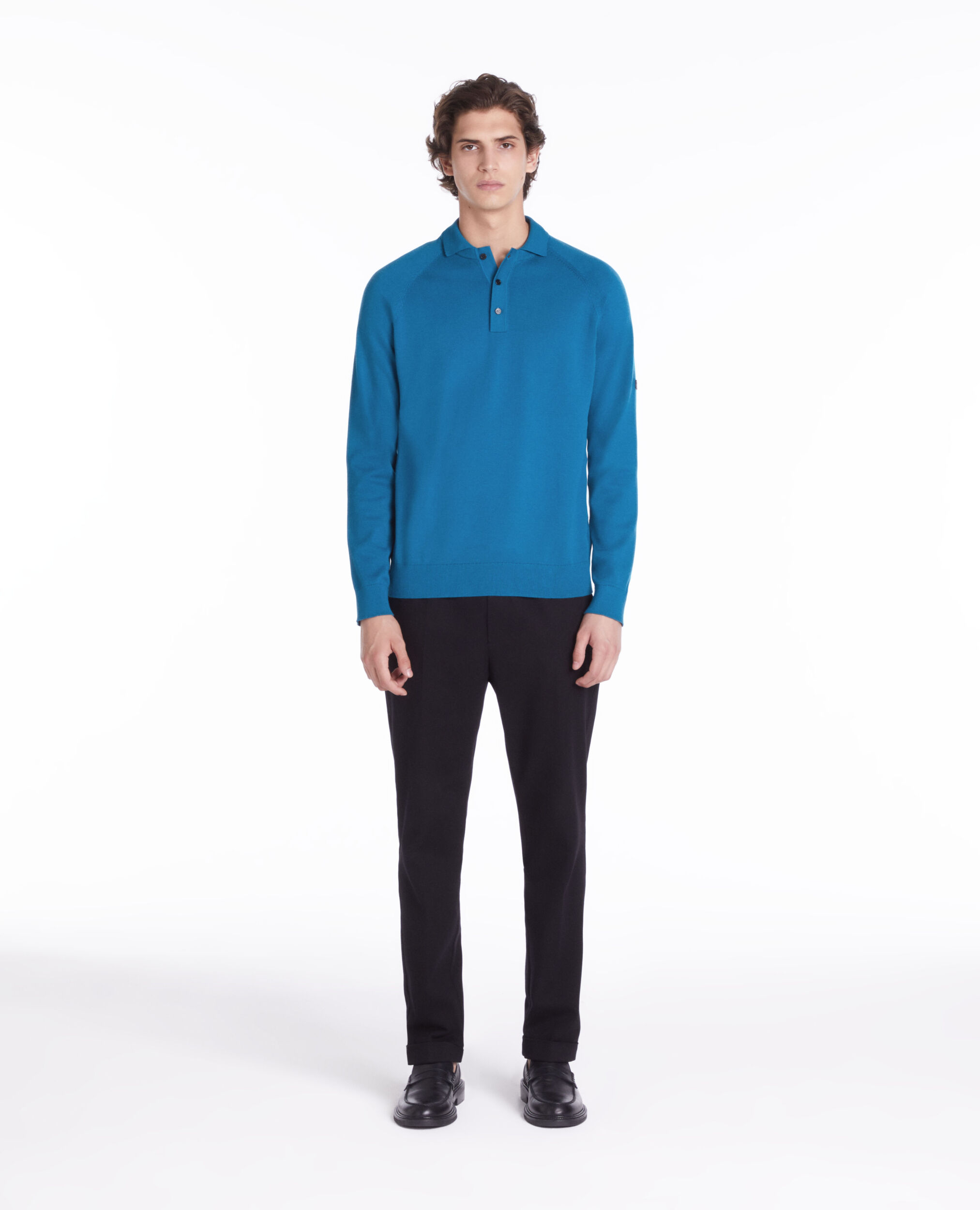 Polo bleu en maille