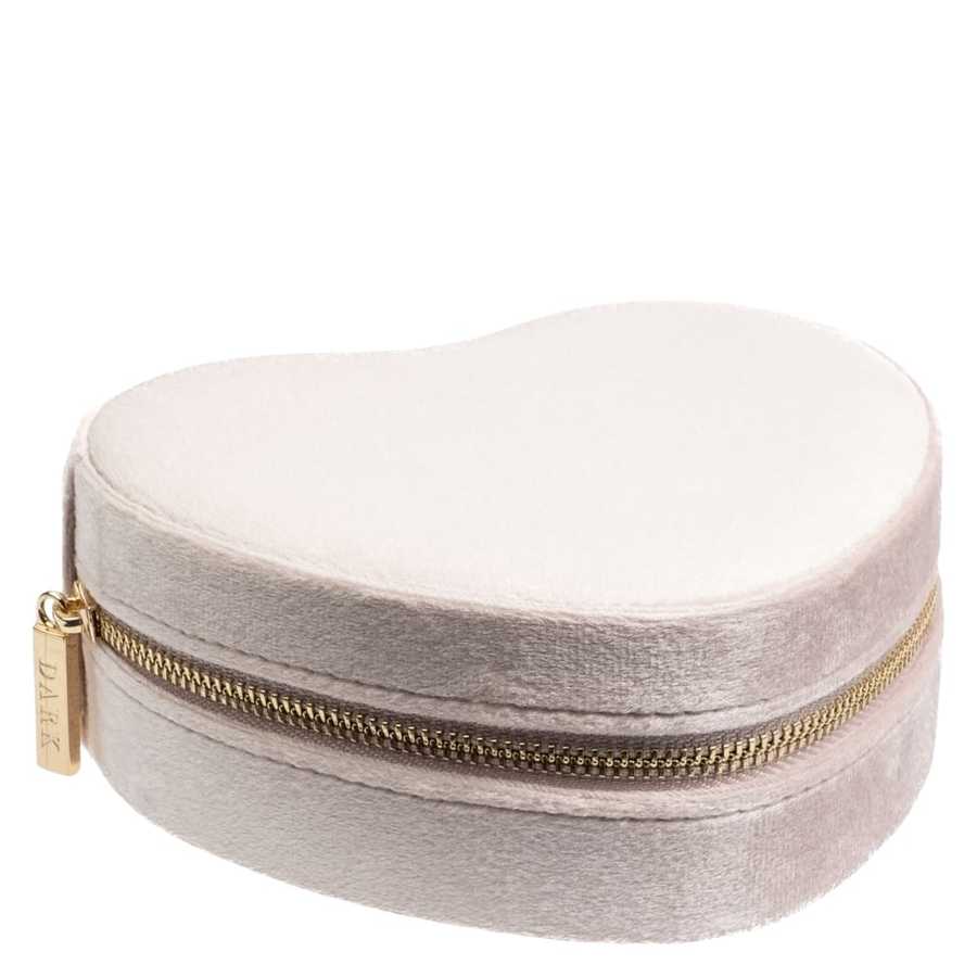DARK Velvet Heart Jewellery Box Sparkled Pale Rose