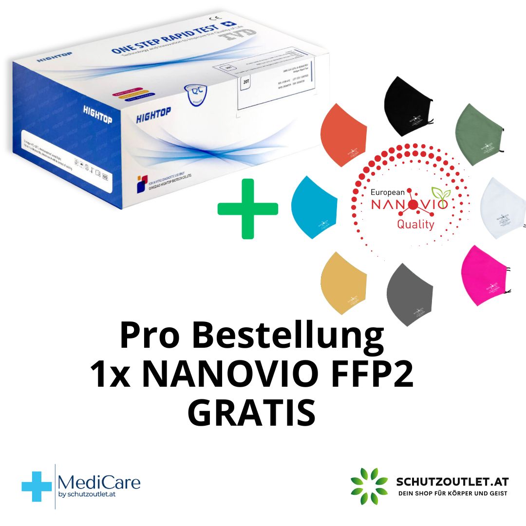 Hightop 5in1 Profi Antigentest Corona - COVID-19, Grippe A/B, RSV, Adenovirus + Gratis Nanovio FFP2