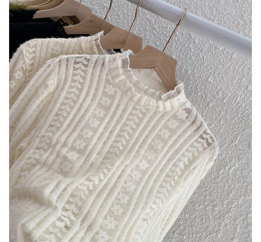 Essere - Gebreide top met nephals en kanten rand
