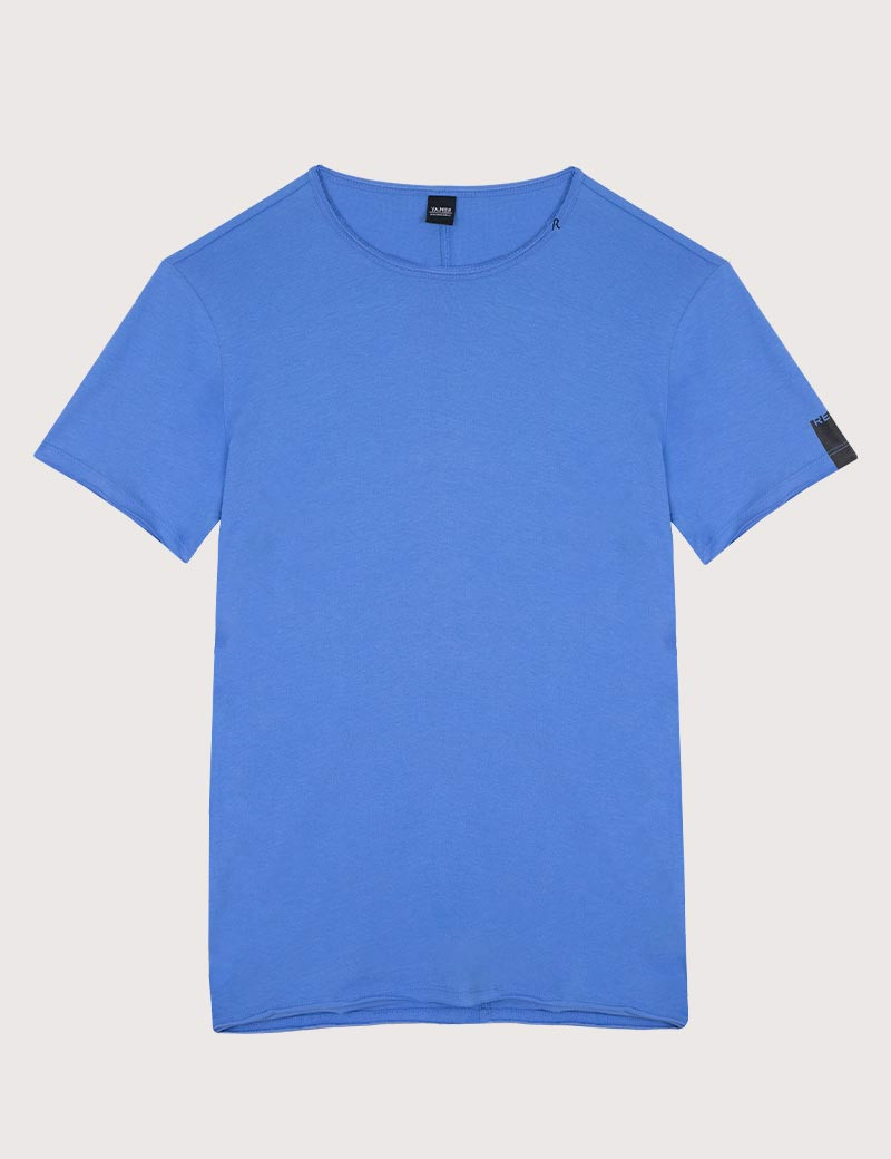 REPLAY T-SHIRT HOMME MANCHES COURTES  COL ROND BLEU CIEL