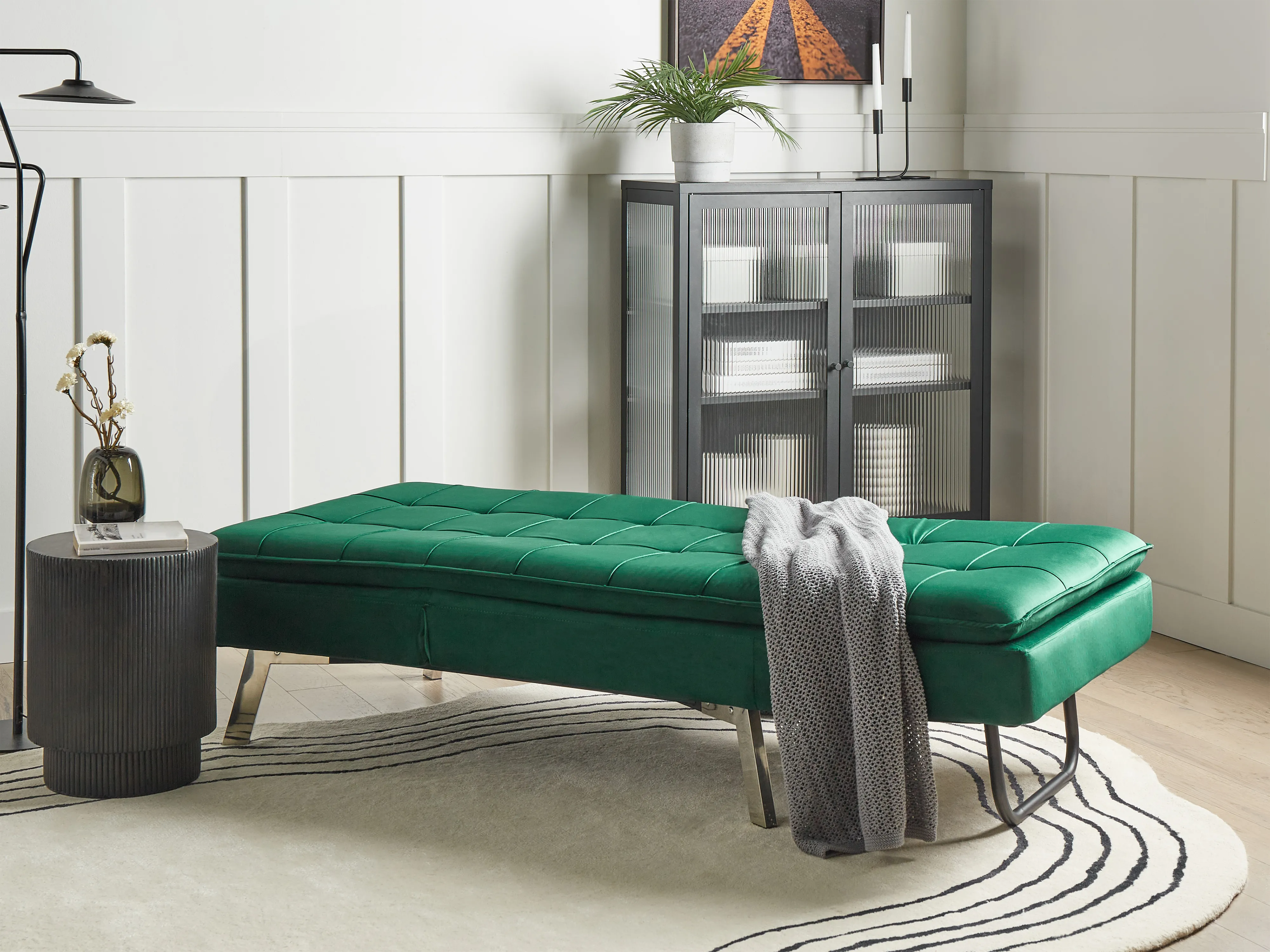 Chaise longue LOIRET Fluweel Smaragdgroen