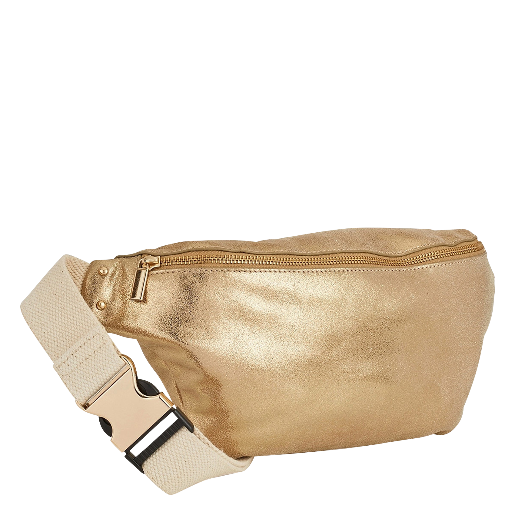 OLIVIA - Sac banane en cuir métallisé | Doré