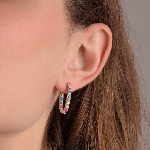 Sif Jakobs Jewellery Hoop Ellisse Piccolo Øreringe, Sølv/Multi