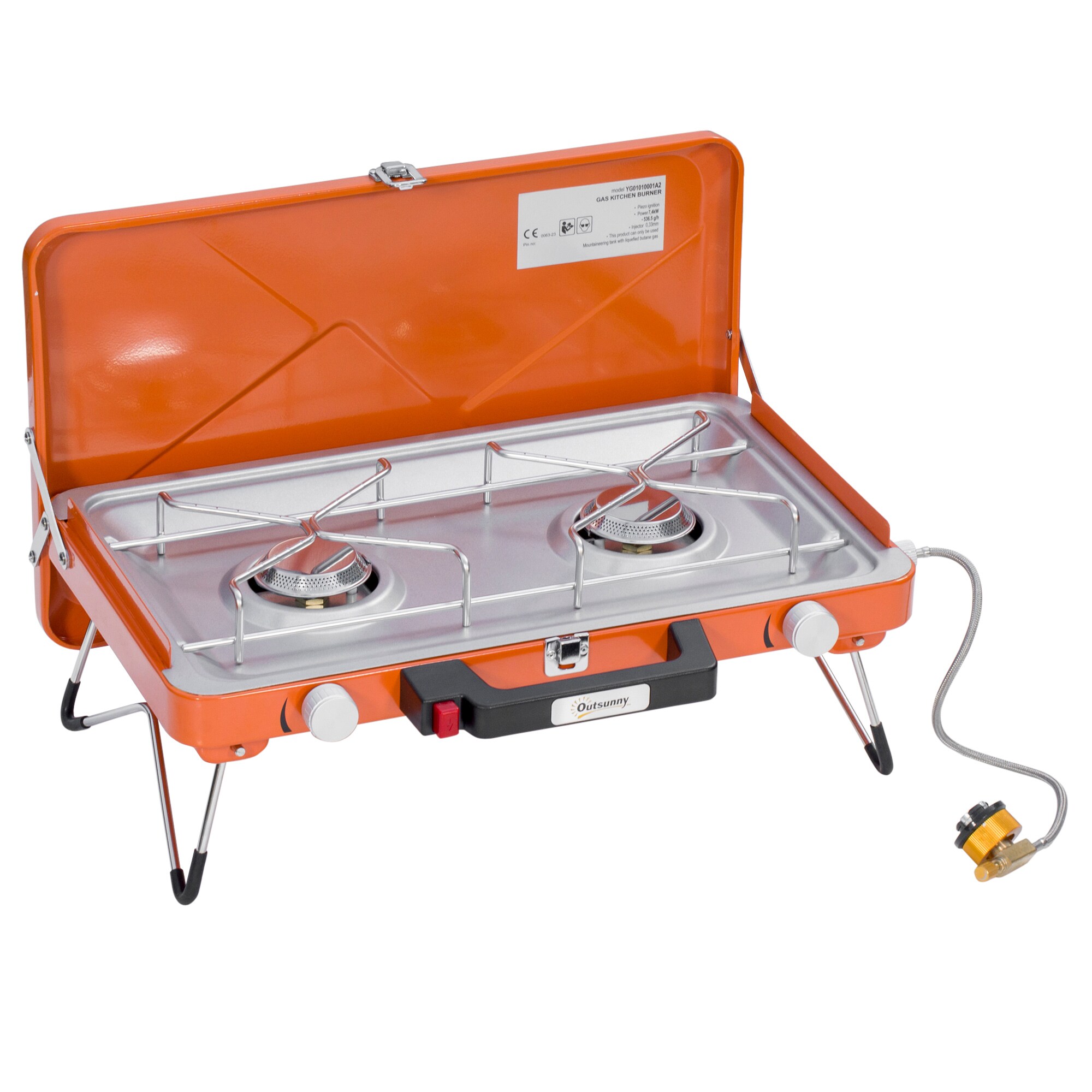 Outsunny Gasgrill mit Kofferdesign für leichten Transport orange 46,5L x 33,5B x 17,4H cm