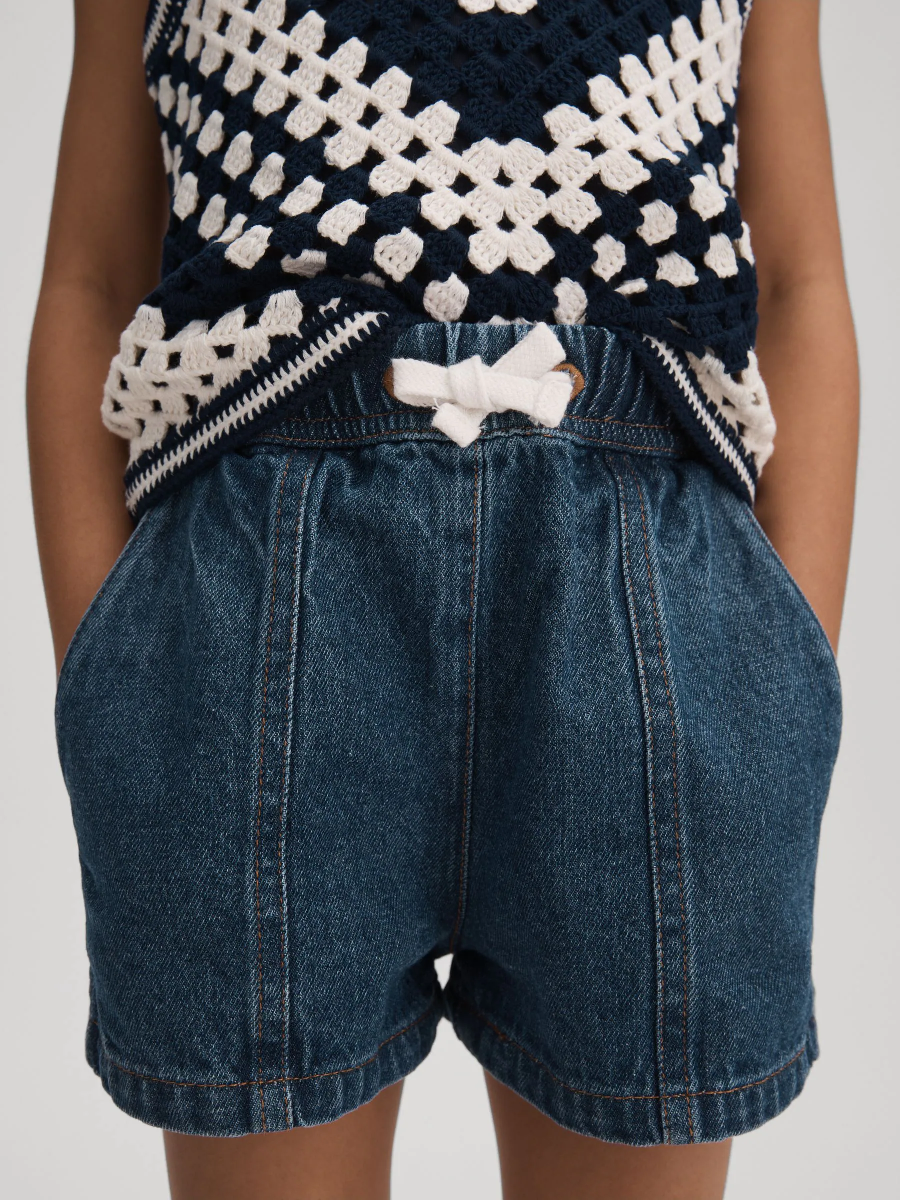 Reiss Marloe denim short met trekkoord