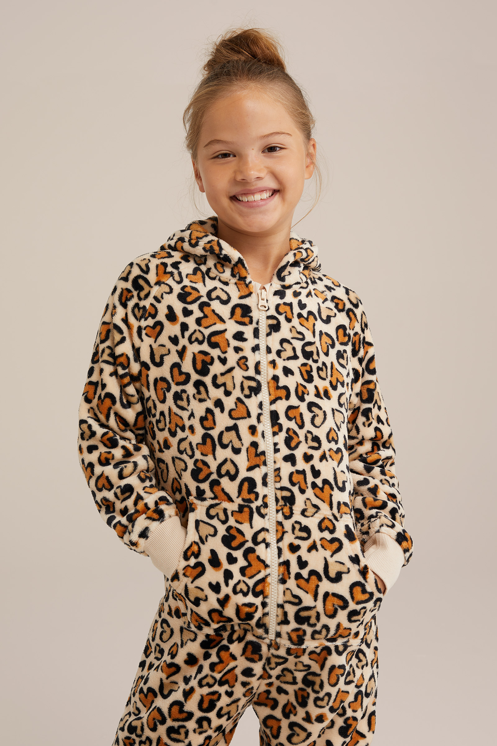 Meisjes onesie met dessin WE Fashion Beige