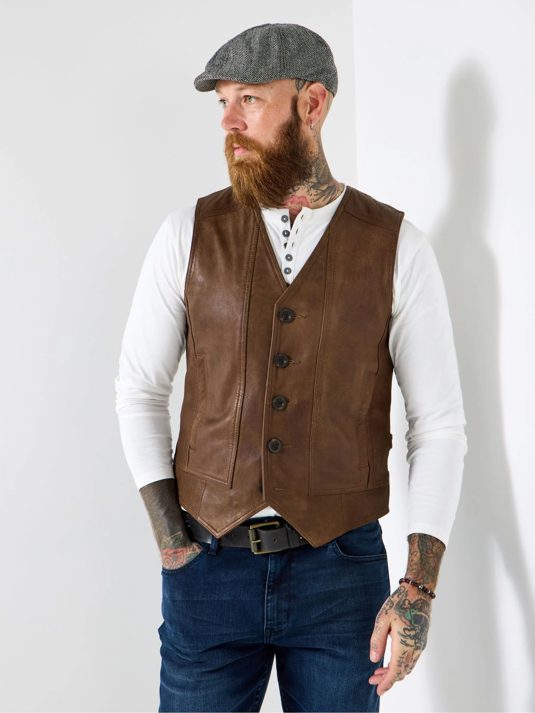 Joe Browns Button-Up Leather Waistcoat