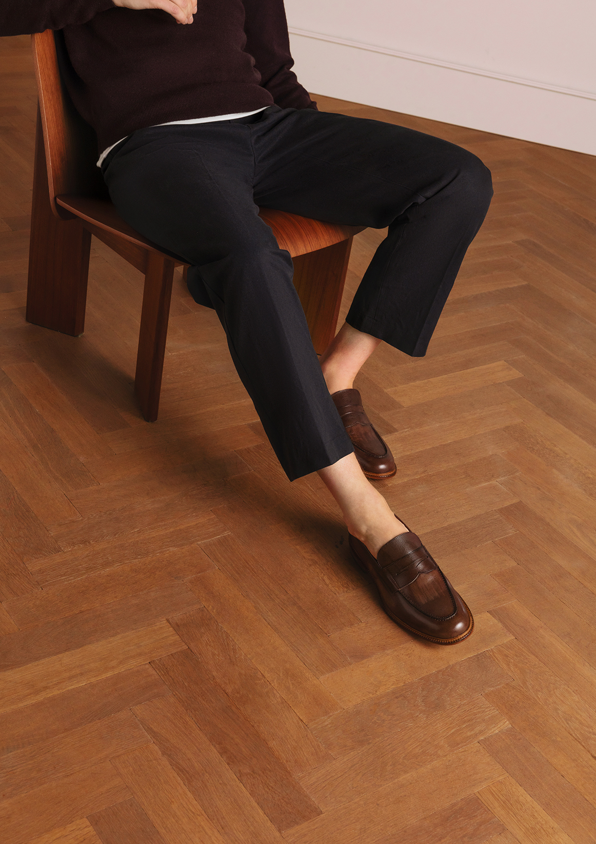 Bruine leren Loafers