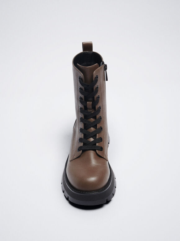 Botas militares com cadarço - Marrom
