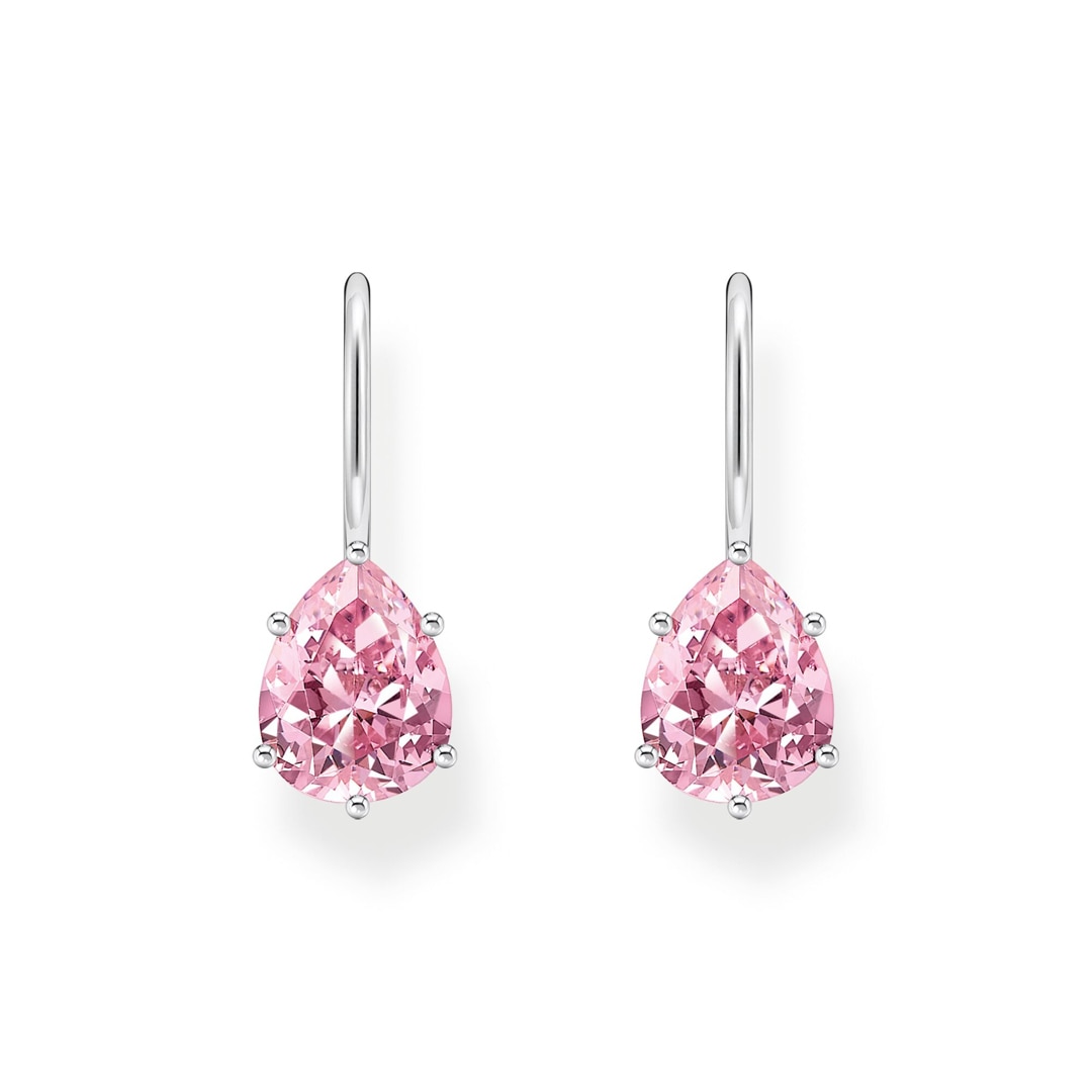 Thomas Sabo Basics Ohrhänger mit pinkfarbenem Zirkonia-Tropfen Silber