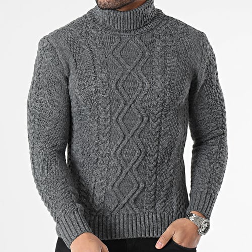 Pull Col Roulé Gris