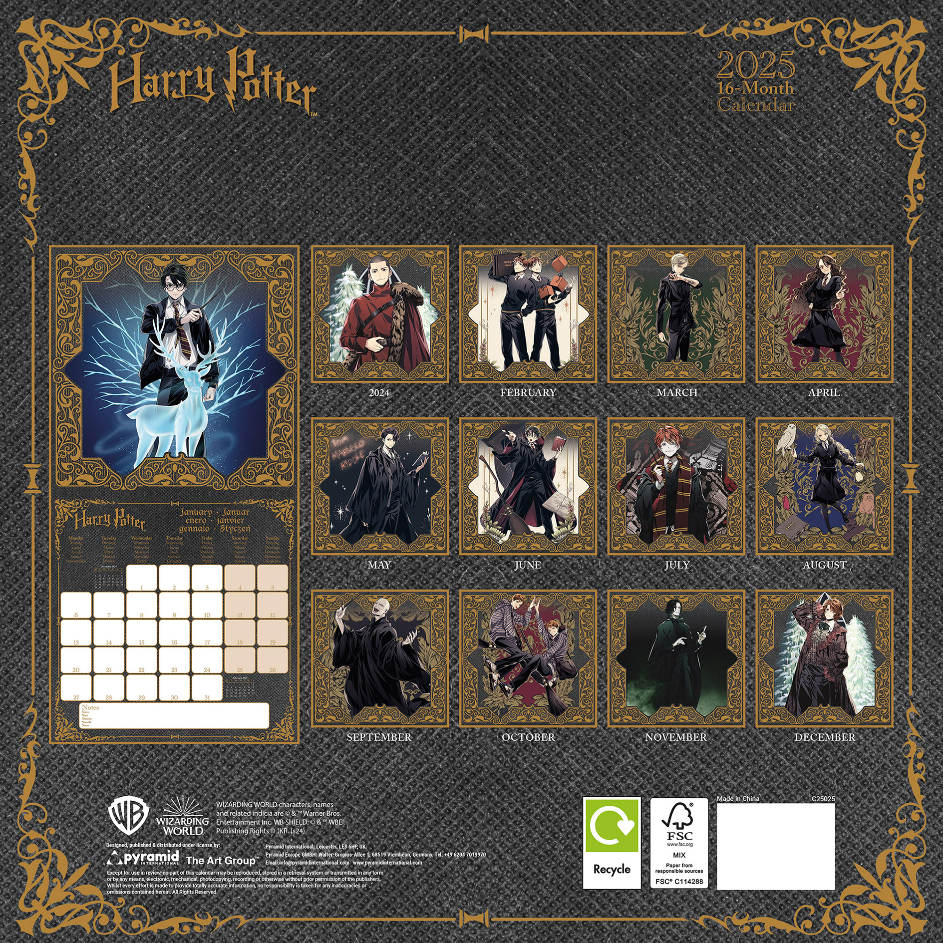 Broschürenkalender 2025 - mehrfarbig - Harry Potter - 30x30 cm