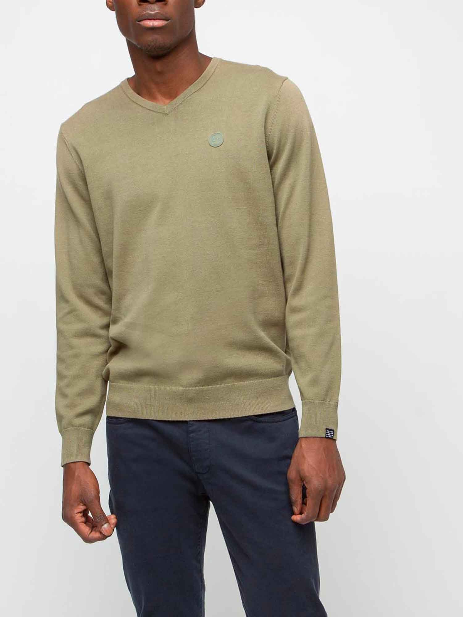 Pull Homme Col V Coton Biologique Lichen