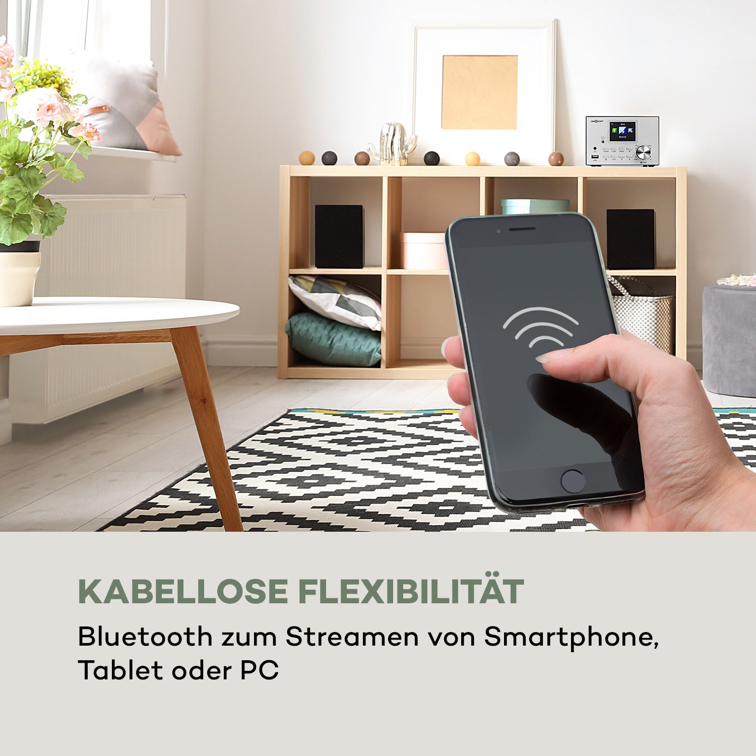 Streamo Stereoanlage mit Internetradio WLAN DAB+ UKW CD-Player BT silber Silber