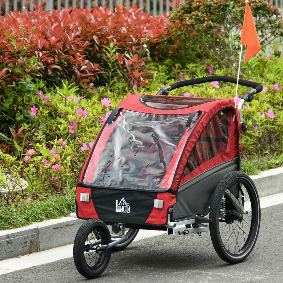 HOMCOM 3in1 Kinderwagen auch als Jogger und Fahrradanhänger rot