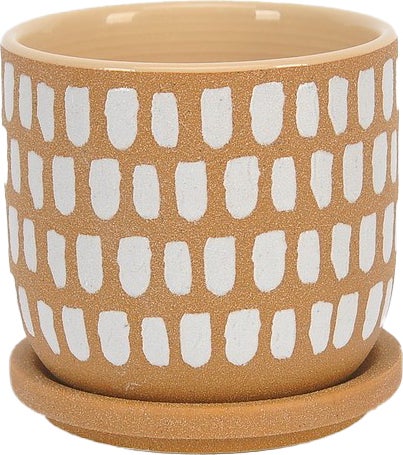 Intratuin bloempot op schotel Ylva bruin D 15 H 14,5 cm
