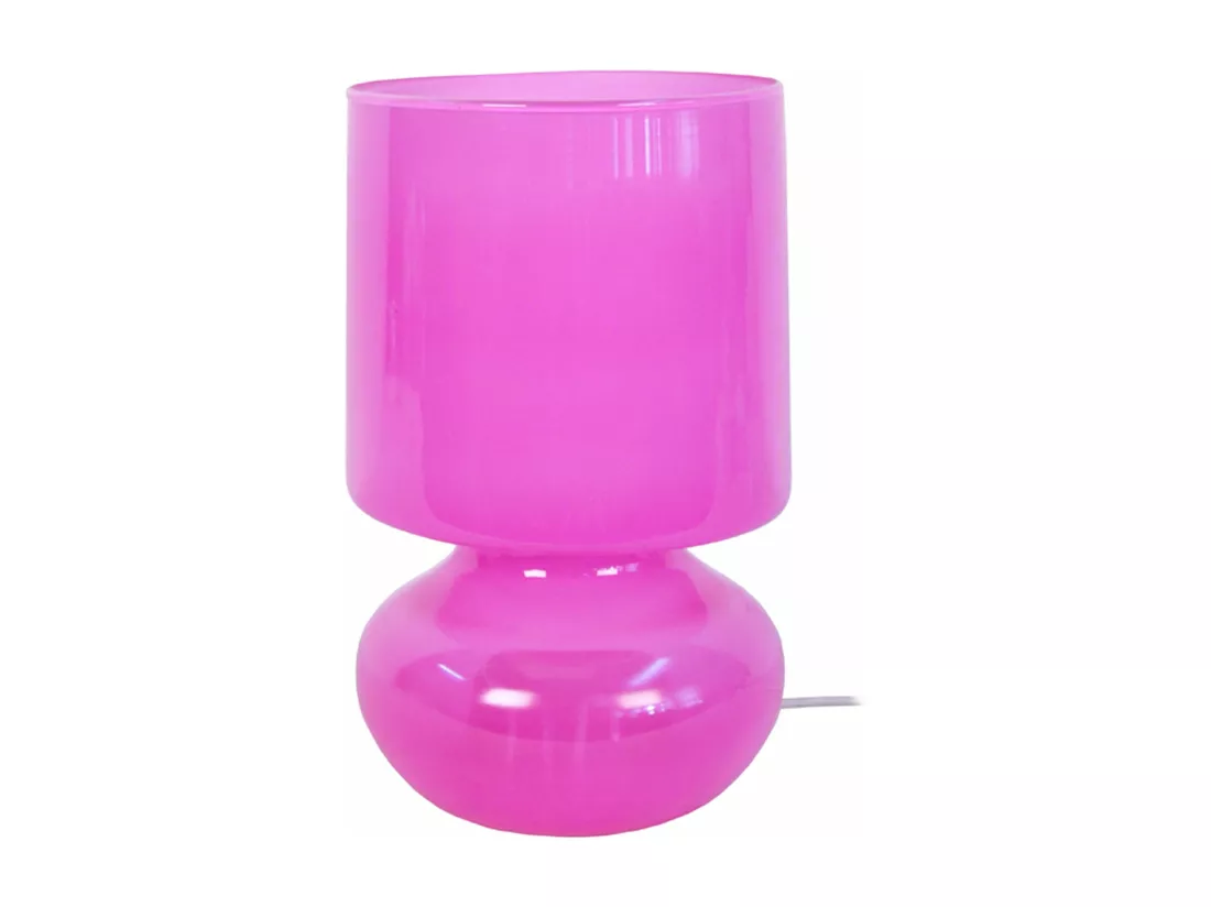 Lampe de chevet verre rose 24 cm.