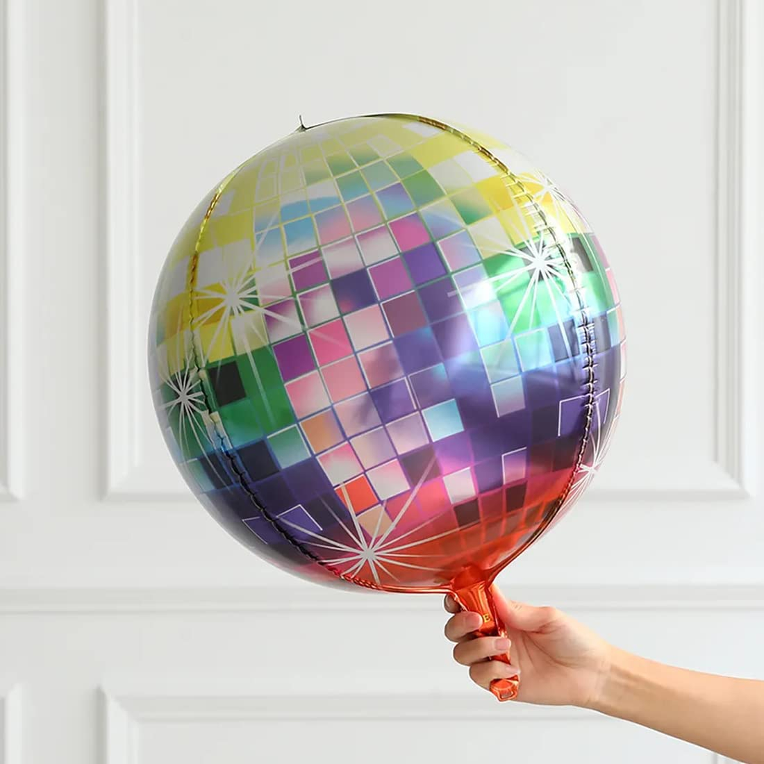 (9er Set) Ø50cm Discokugel Folien Ballon 80er Jahre Luftballons Party Deko - Bunt