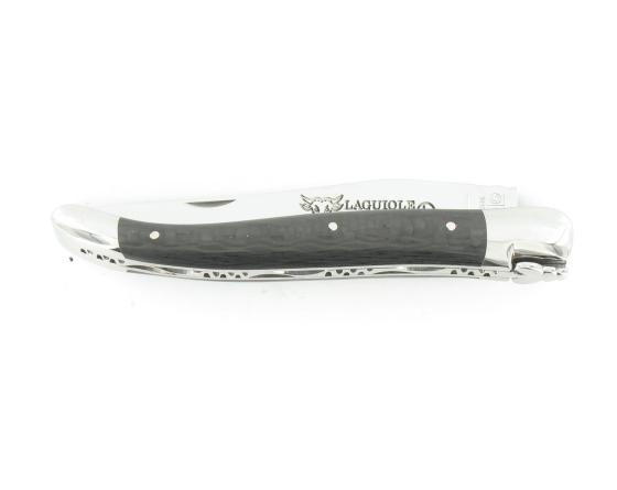 Laguiole 12 cm Fibre de Carbone - 2 mitres Couteau de poche par Laguiole en Aubrac