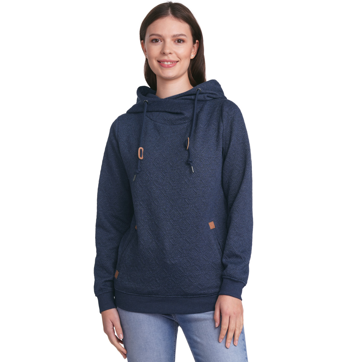 Gina Damen Hoodie mit Strukturmuster dunkelblau