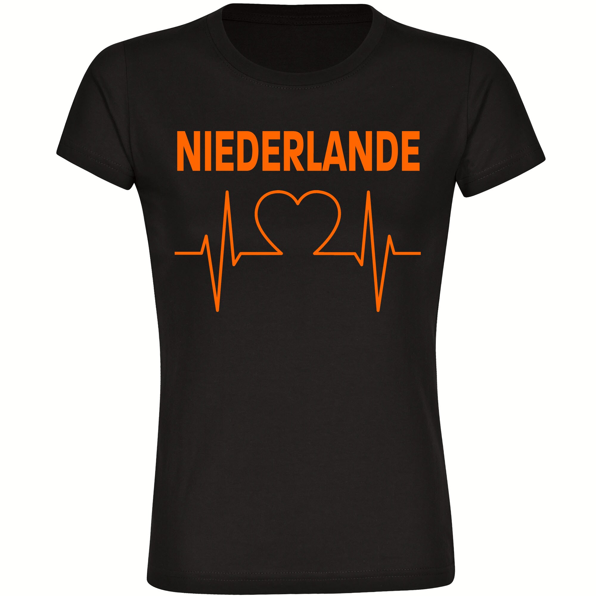 multifanshop® Damen T-Shirt - Niederlande - Herzschlag - Druck orange
