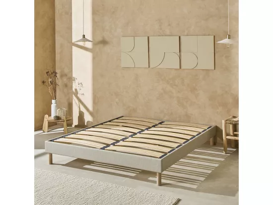 NUIT DE COTON | Sommier à lattes en bois LINO 140x200 cm | Coloris Beige | Livré en kit