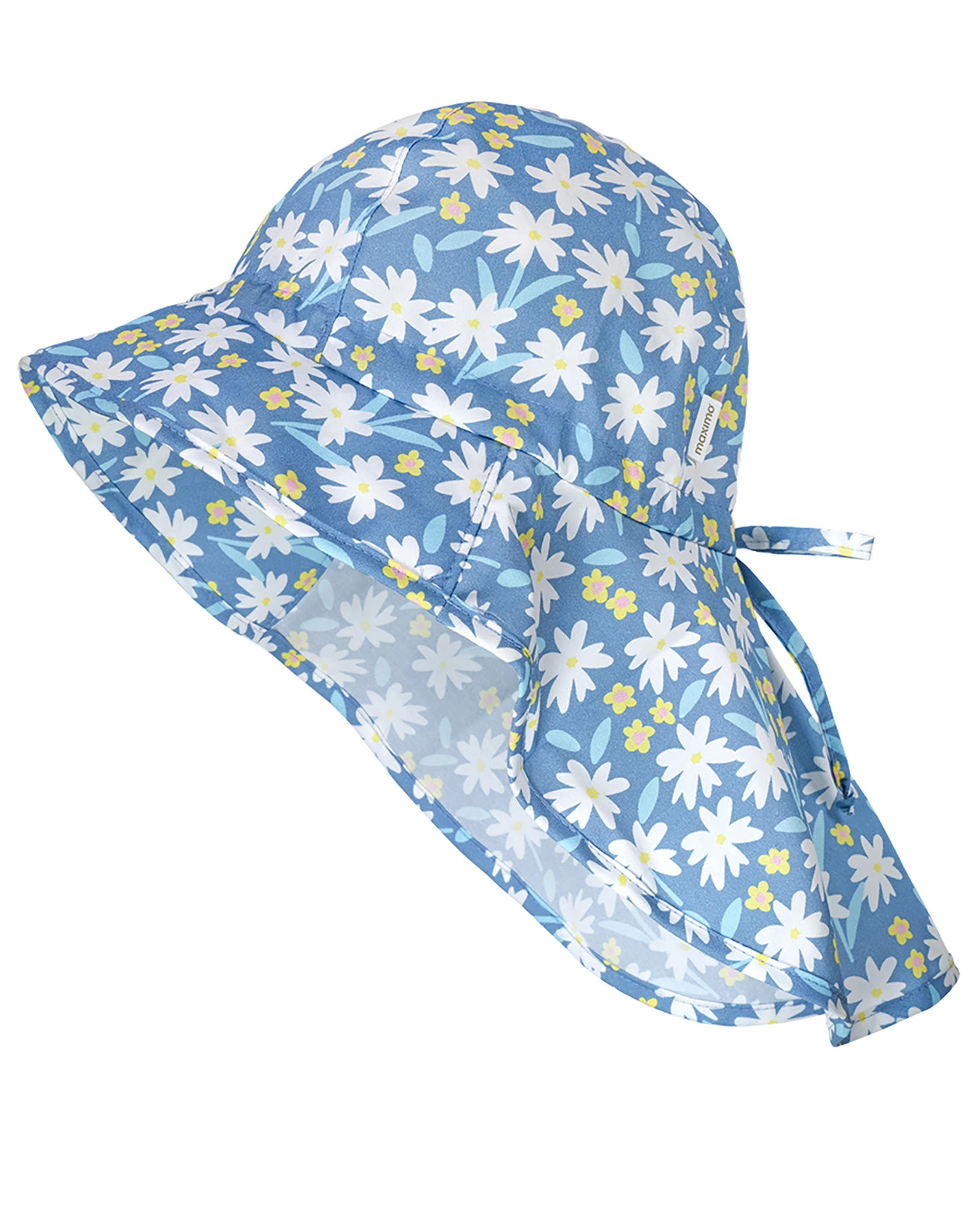Sonnenhut FLAPPER FLOWERS mit Nackenschutz in jeansblau/weiß