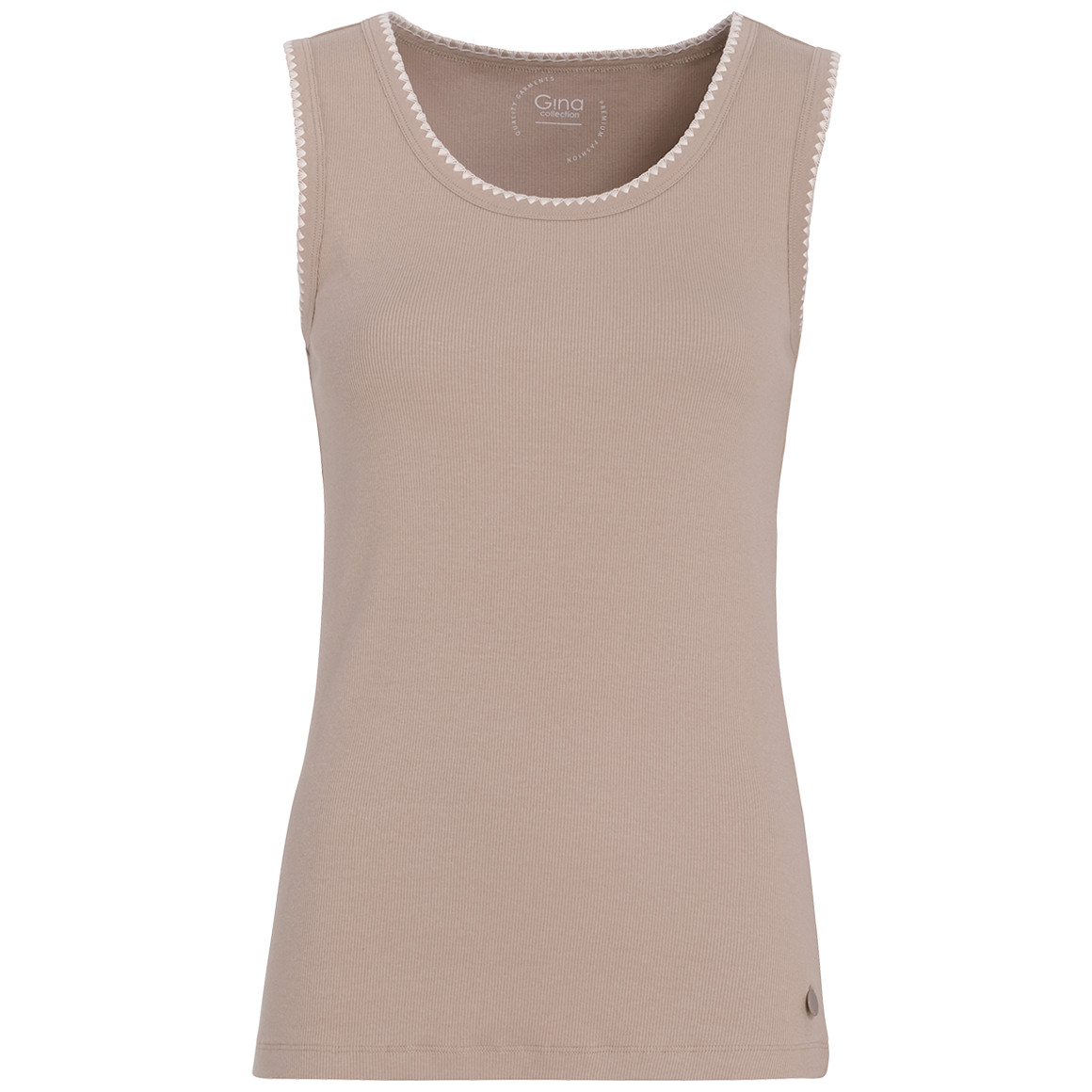 Gina Collection Damen Top mit Rippstruktur beige