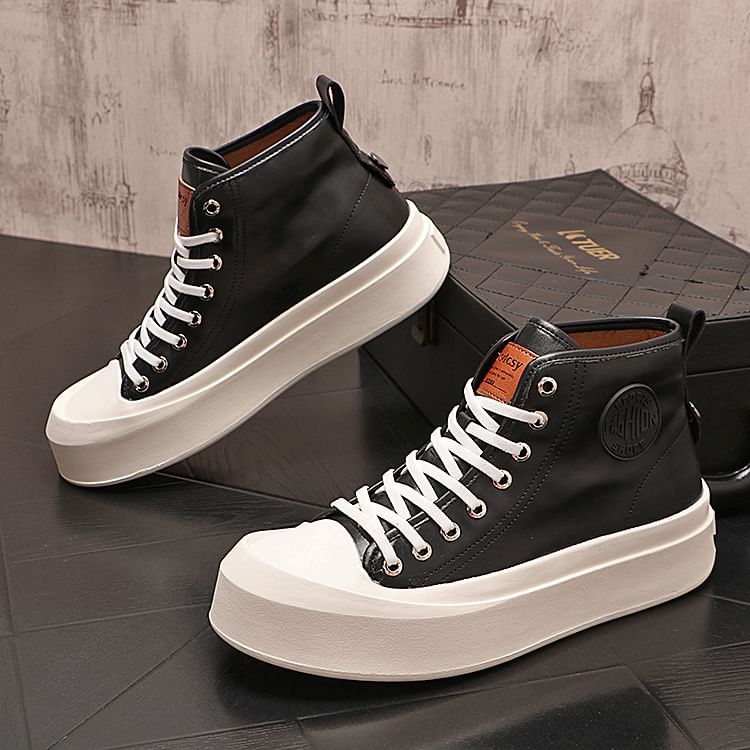 Mr Ozera - Platform Lettering High-Top Sneakers