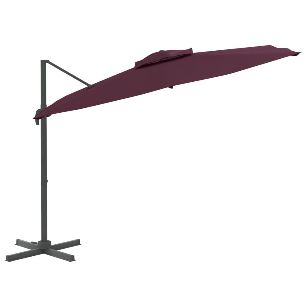 Parasol meuble de jardin cantilever à double toit 400 x 300 cm bordeaux rouge