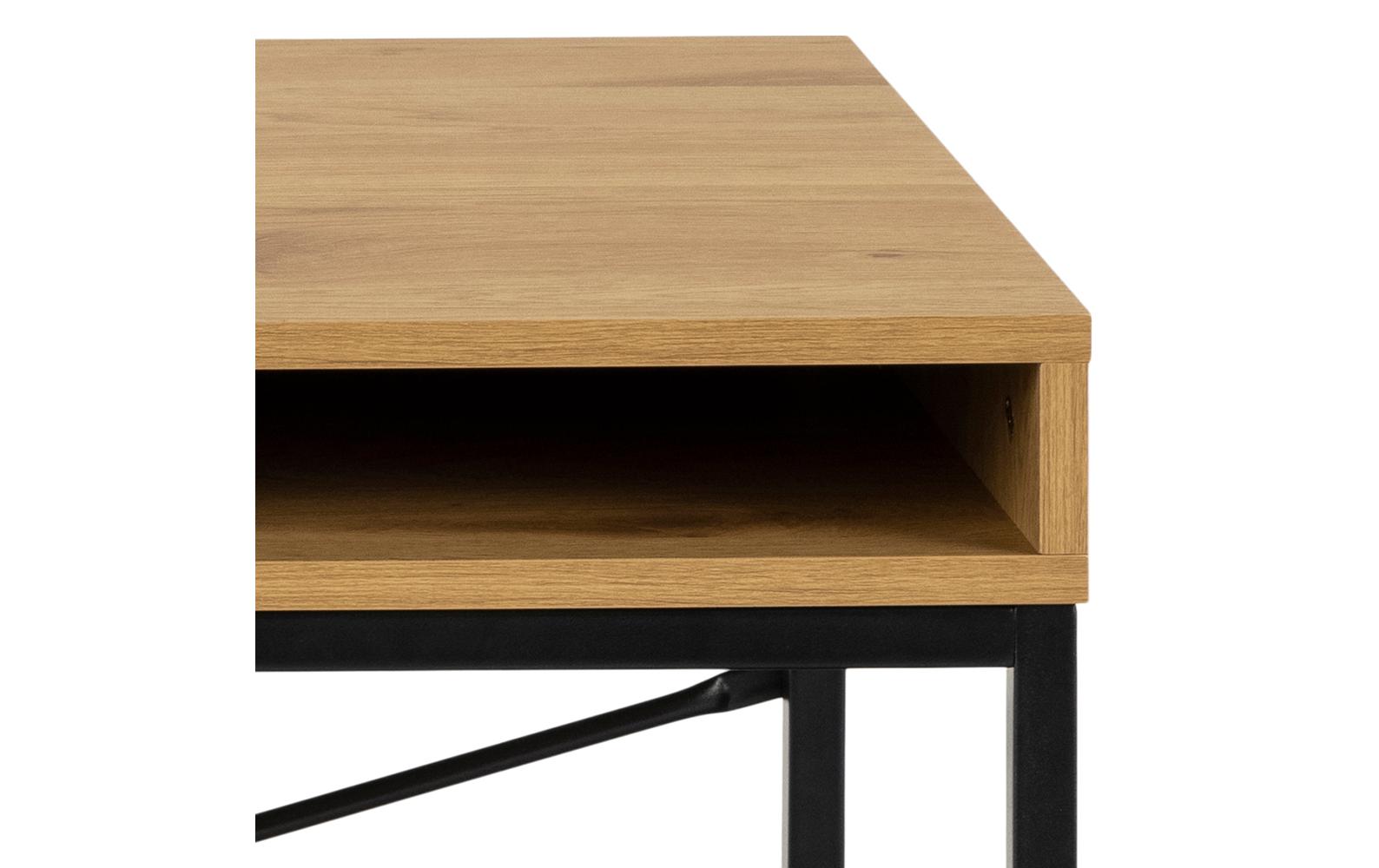 Tisch Seaford, Schwarz matt / Wildeiche matt<br>Bürotisch im modernen Industriestil