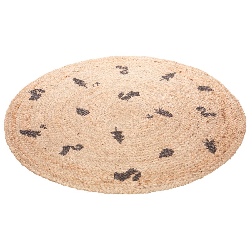 Tapis de chambre rond en jute Nos Petits Amis 100cm - Ecru