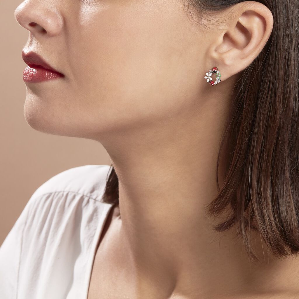 Boucles D'oreilles Pendantes Eliniane Argent Blanc Oxyde De Zirconium