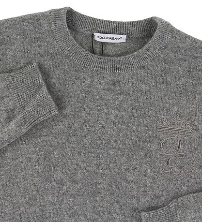 Dolce & Gabbana Pullover - Wolle - Graumeliert m. Strickerei