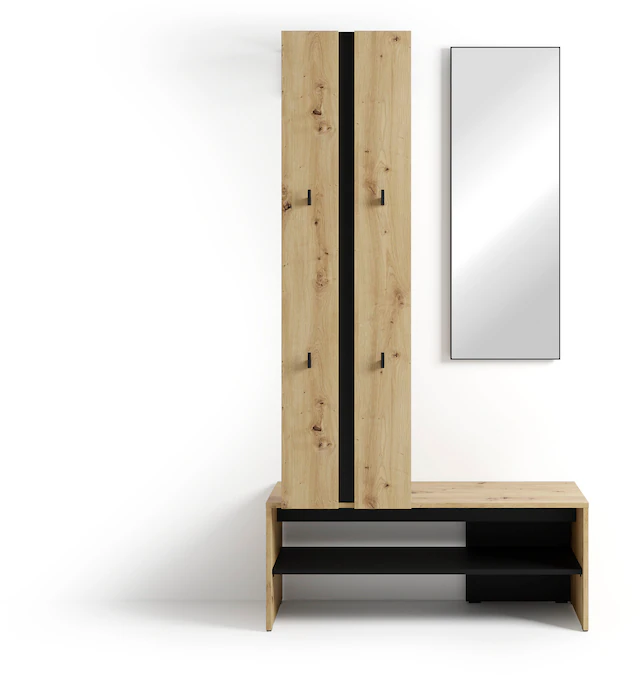 byLIVING Kompaktgarderobe »Dielen - Set Nante« 2 Stk. tlg. maximale Ordnung auf wenig Fläche mit Spiegel, Kleiderstange und Haken