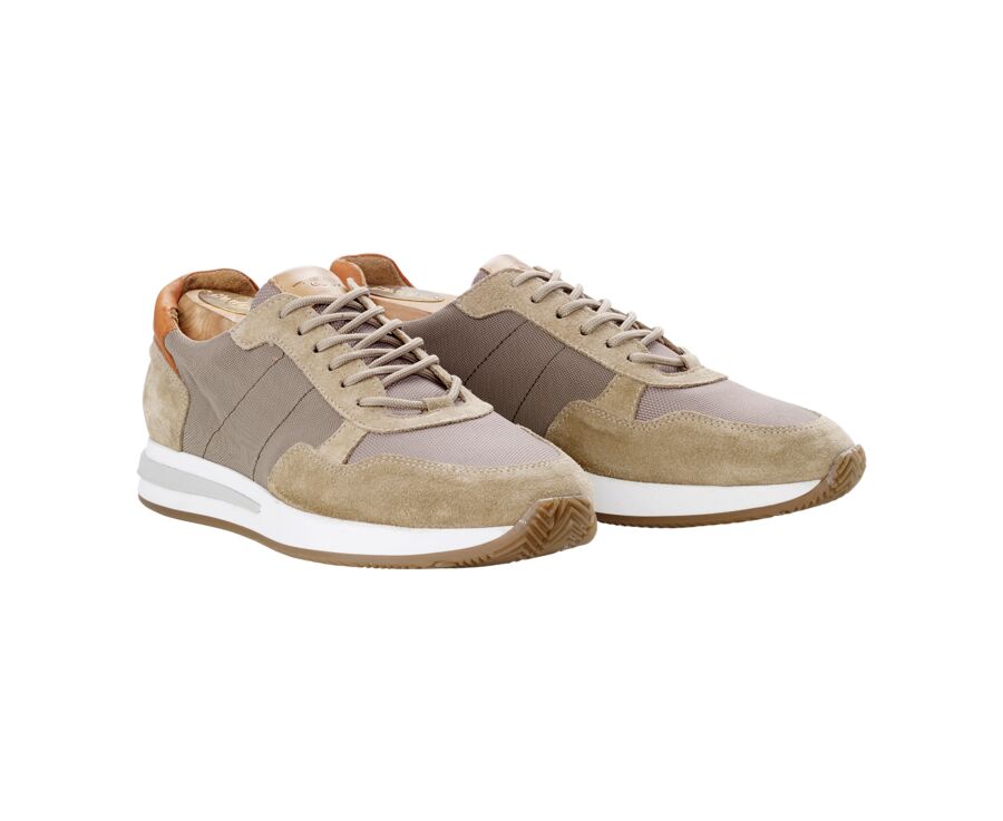 Sneakers homme kaki clair et velours Beige - NIRRANDA II