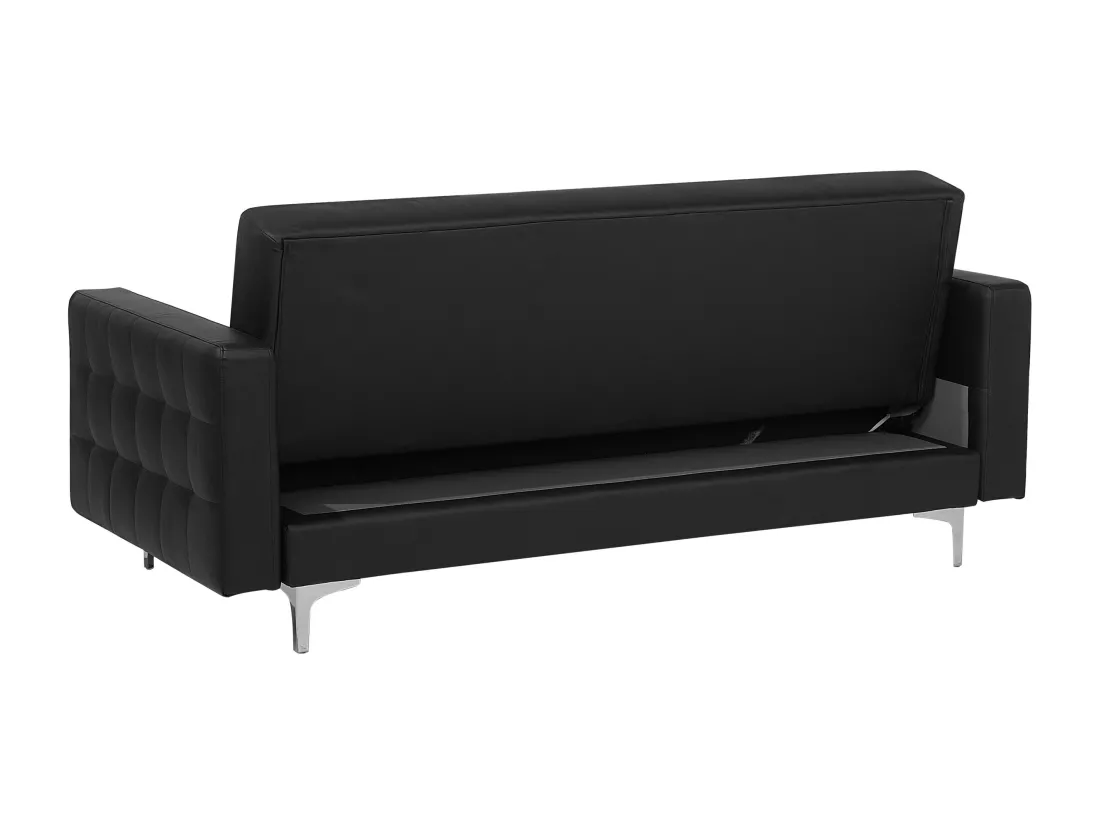 Ensemble canapé et fauteuils en cuir PU noir 5 places ABERDEEN