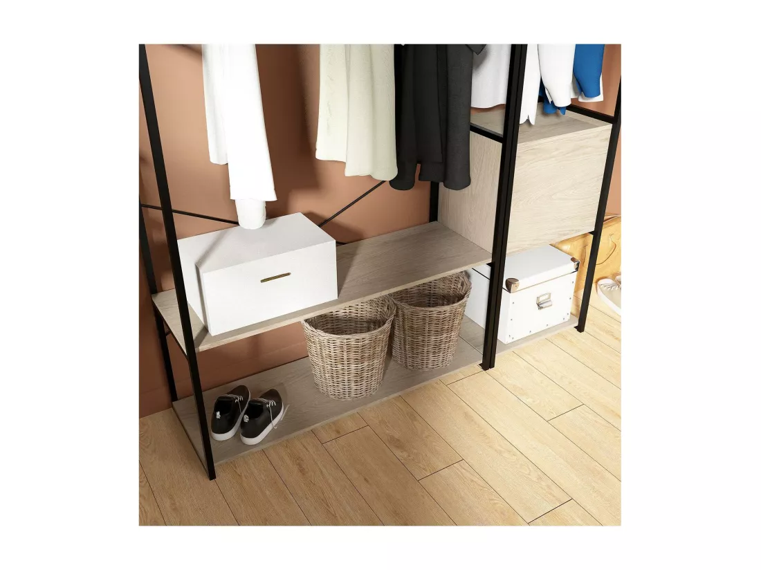 Portants vêtements bois et métal avec module fermé - Lot de 2 - JUNE