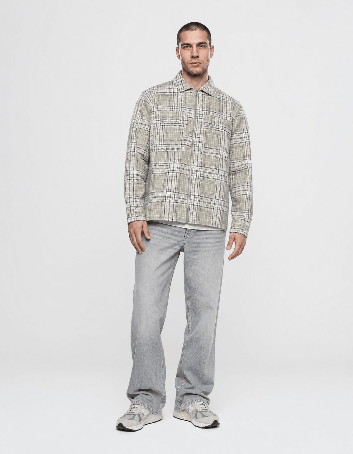 Relaxed Fit Check Overshirt Lichtgroen