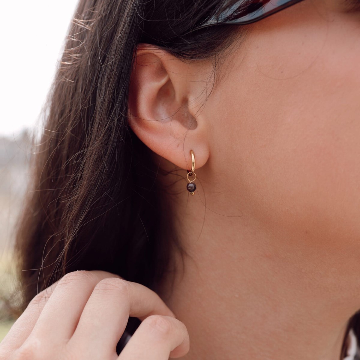 Boucles d'oreilles créoles Serena en pierres Tourmaline