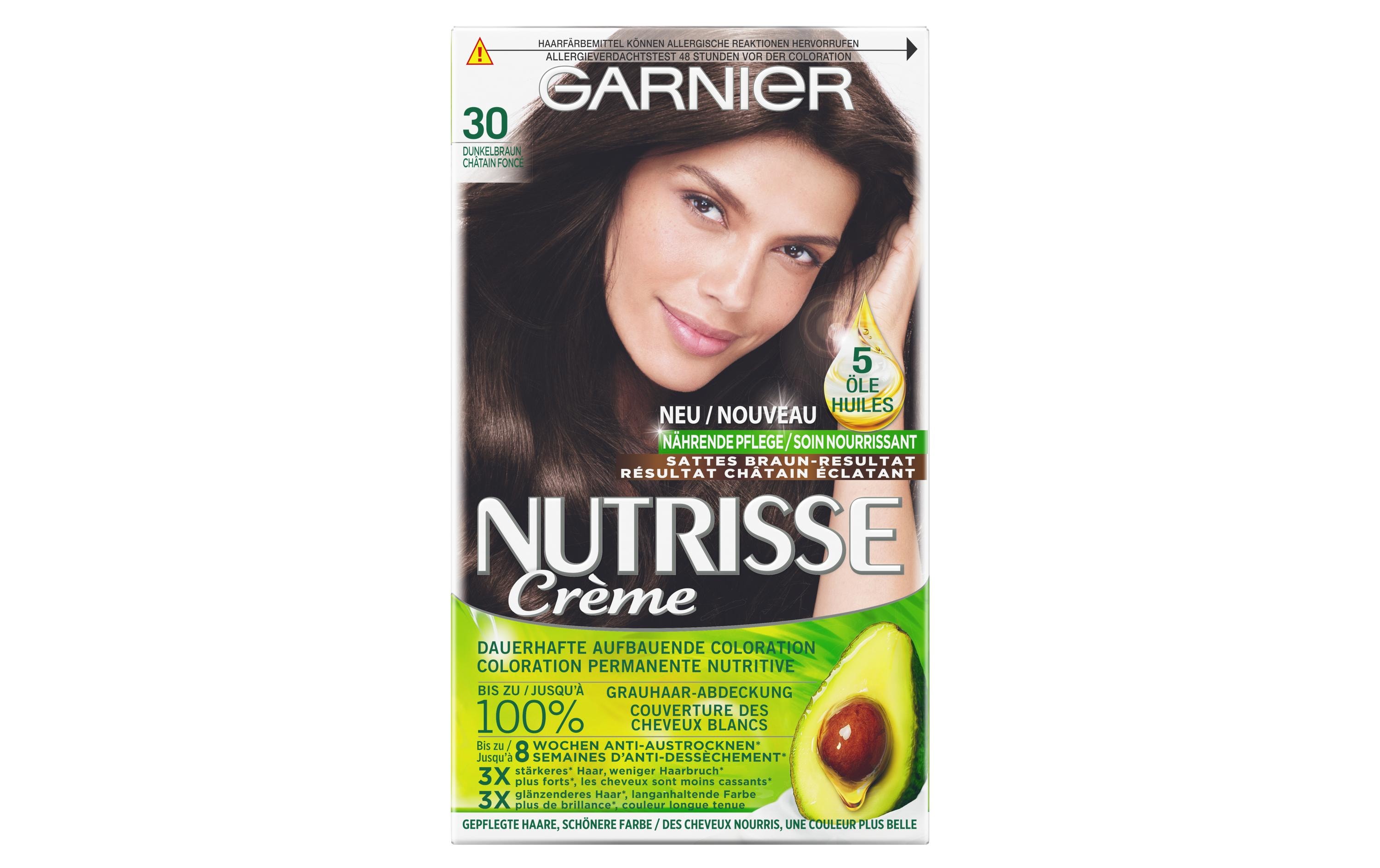 Haarcoloration Nutrisse Crème 30 DunkelbraunHaarfarbe verleiht dem Haar seidig strahlenden Glanz