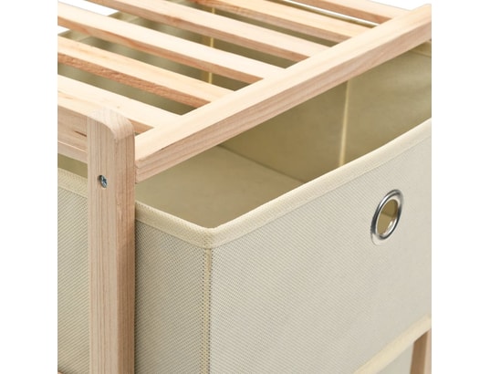 VIDAXL - Armoire étagères de rangement avec 5 paniers en tissu 2 pcs beige c...