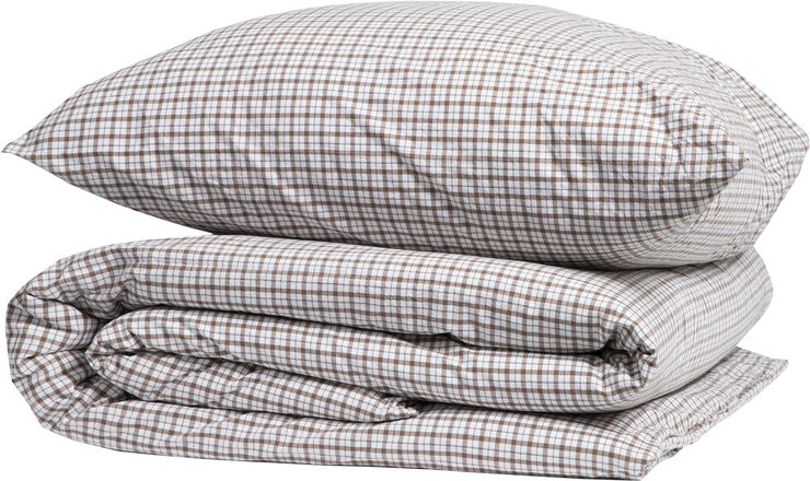Magasin du Nord Collection Check washed percale 140x200cm brown/white Brown/white