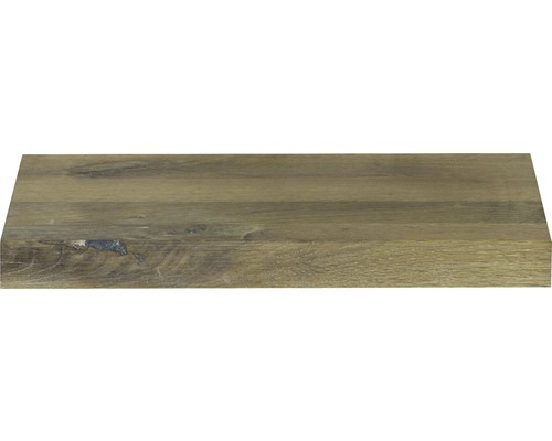 Wastafelblad voor gastenbadkamer, 40x25 cm, natuurlijke rand, massief eiken, matte afwerking, zonder uitsparing
