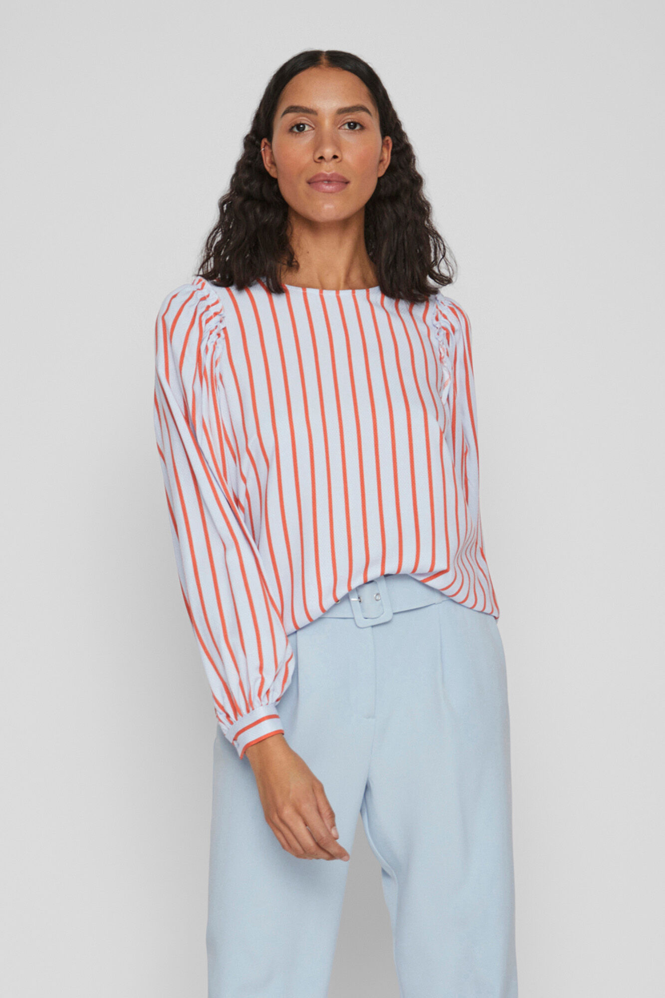 Blusa fluida de mangas compridas - Azul