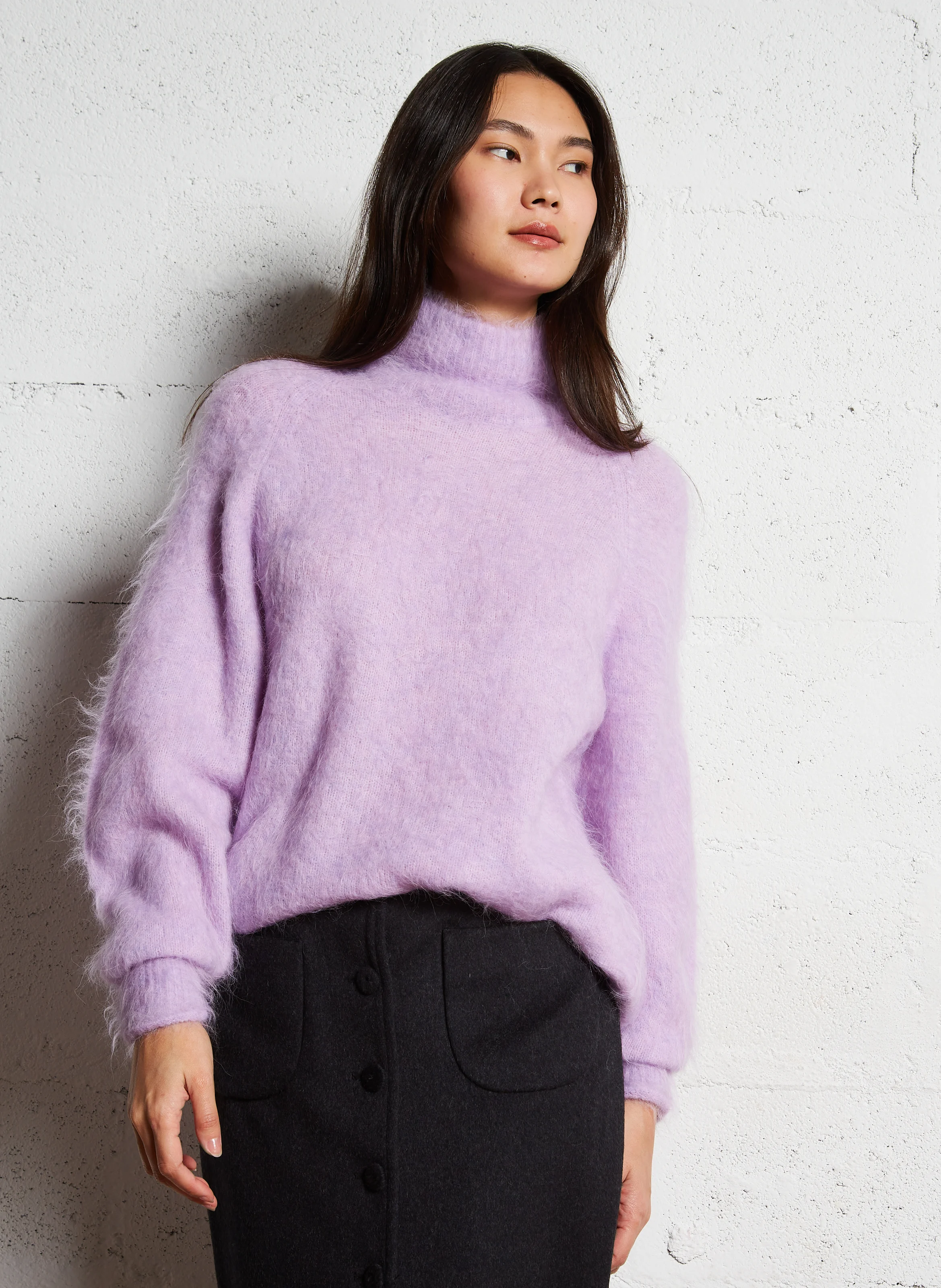 NUNY - Pull ample en alpaga mélangé | Rose